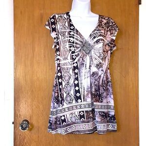 Apt9 tunic! EUC! Medium! Black/Brown/White!